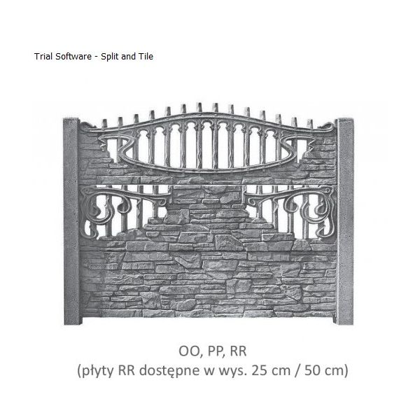 Betónový plot STYROBUD - vzor OO/PP/RR jednostranný