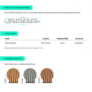 Fasádny profil 219x26 mm LAMELA FIBER SE