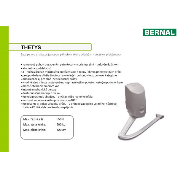 Pohon BERNAL, krídlový THETYS
