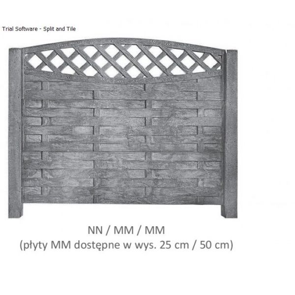 Betónový plot STYROBUD - vzor NN/MM/MM jednostranný