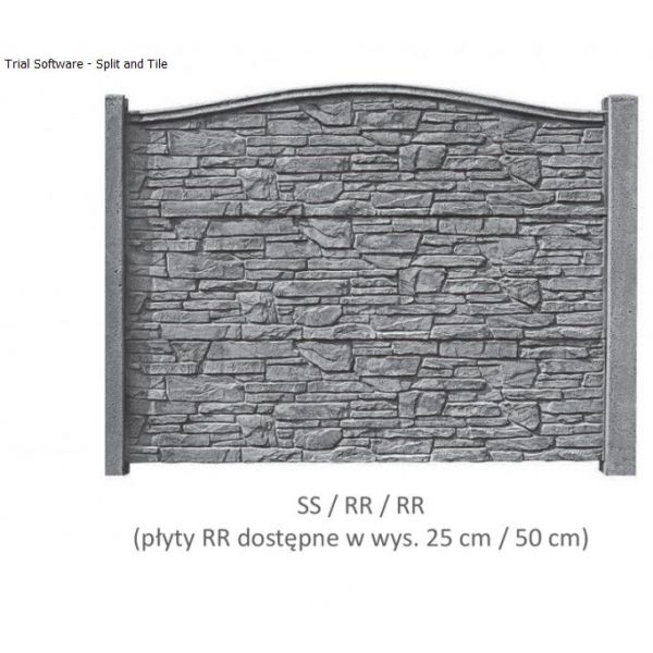 Betónový plot STYROBUD - vzor SS/RR/RR jednostranný
