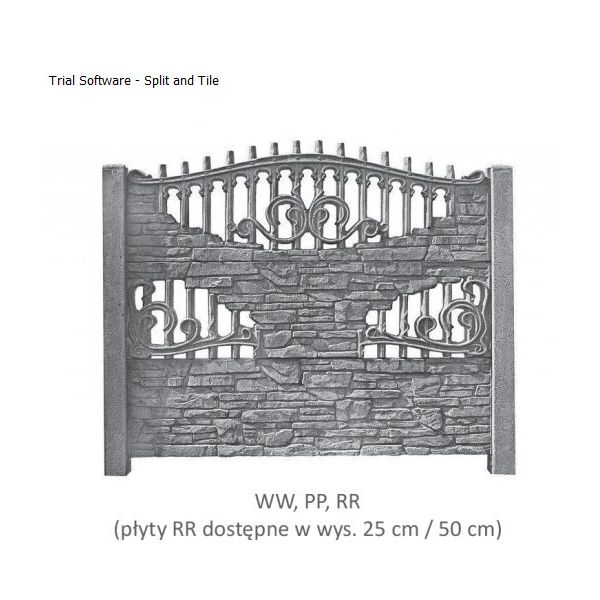 Betónový plot STYROBUD - vzor WW/PP/RR jednostranný