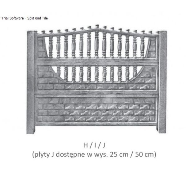 Betónový plot STYROBUD - vzor H/I/J jednostranný